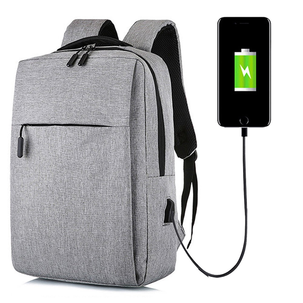 Fashion Men Backpack Laptop Phone USB Charging