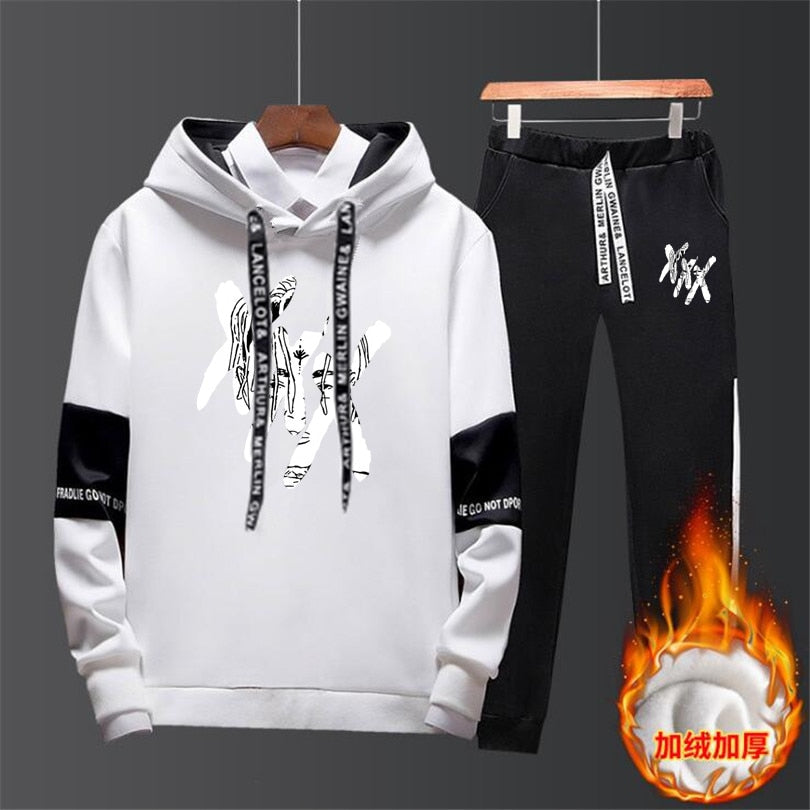 XXXTentacion Men ADI Tracksuits Outwear Hoodies Sportwear Sets Male Sweatshirts Cardigan Men Set Clothing+Sweatpants Pants 3XL